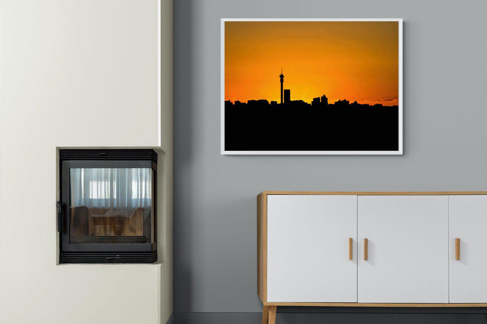 Johannesburg Silhouette-Wall_Art-100 x 75cm-Mounted Canvas-White-Pixalot