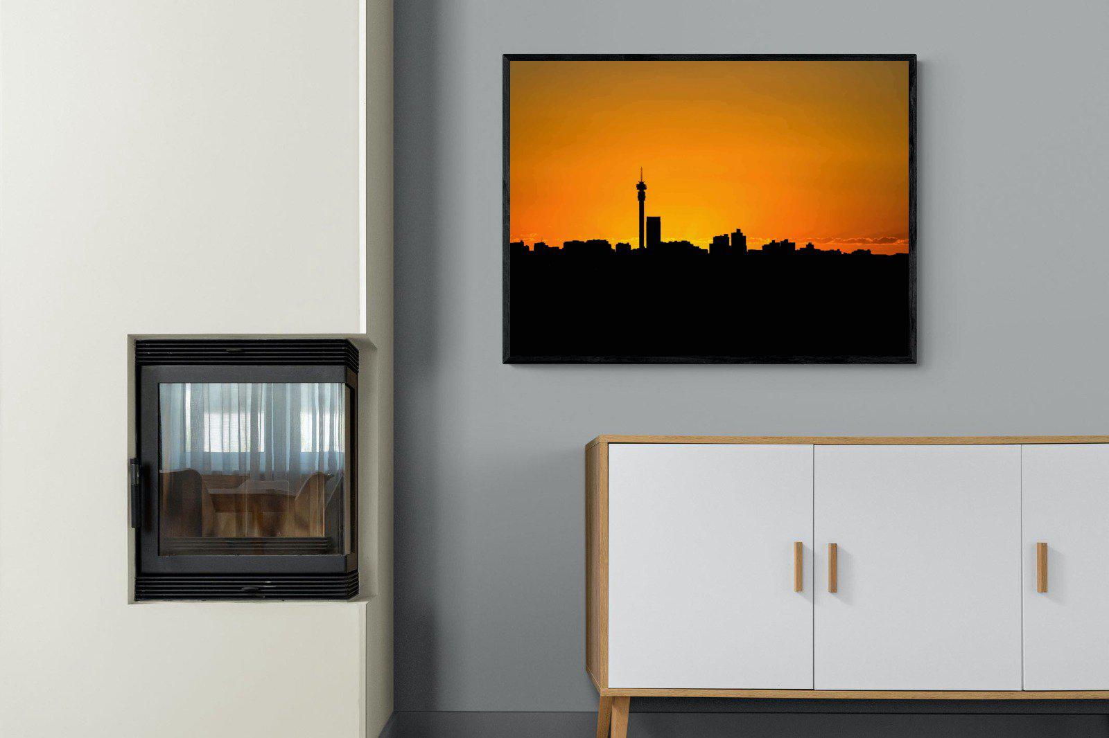 Johannesburg Silhouette-Wall_Art-100 x 75cm-Mounted Canvas-Black-Pixalot