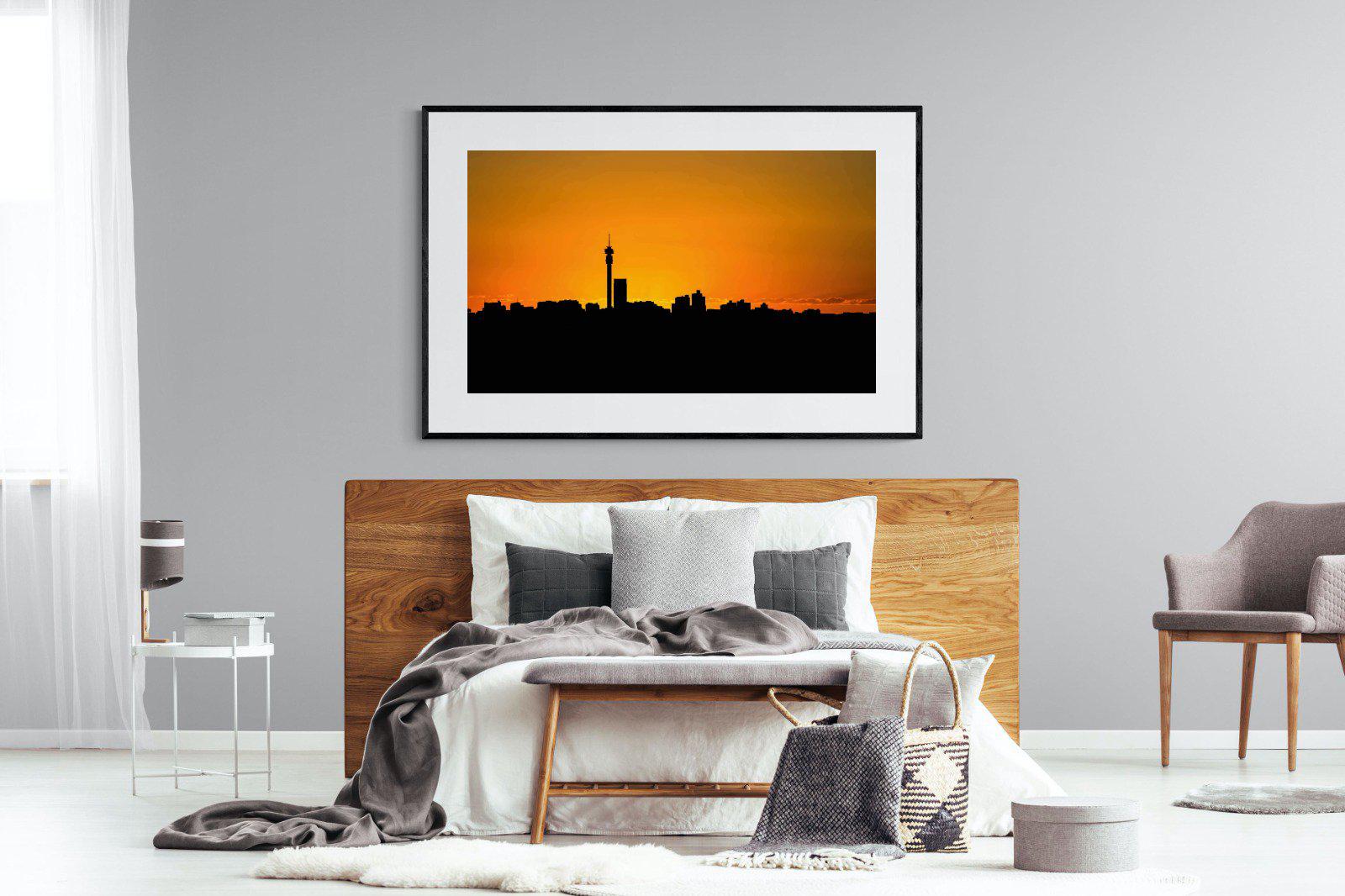 Johannesburg Silhouette-Wall_Art-150 x 100cm-Framed Print-Black-Pixalot