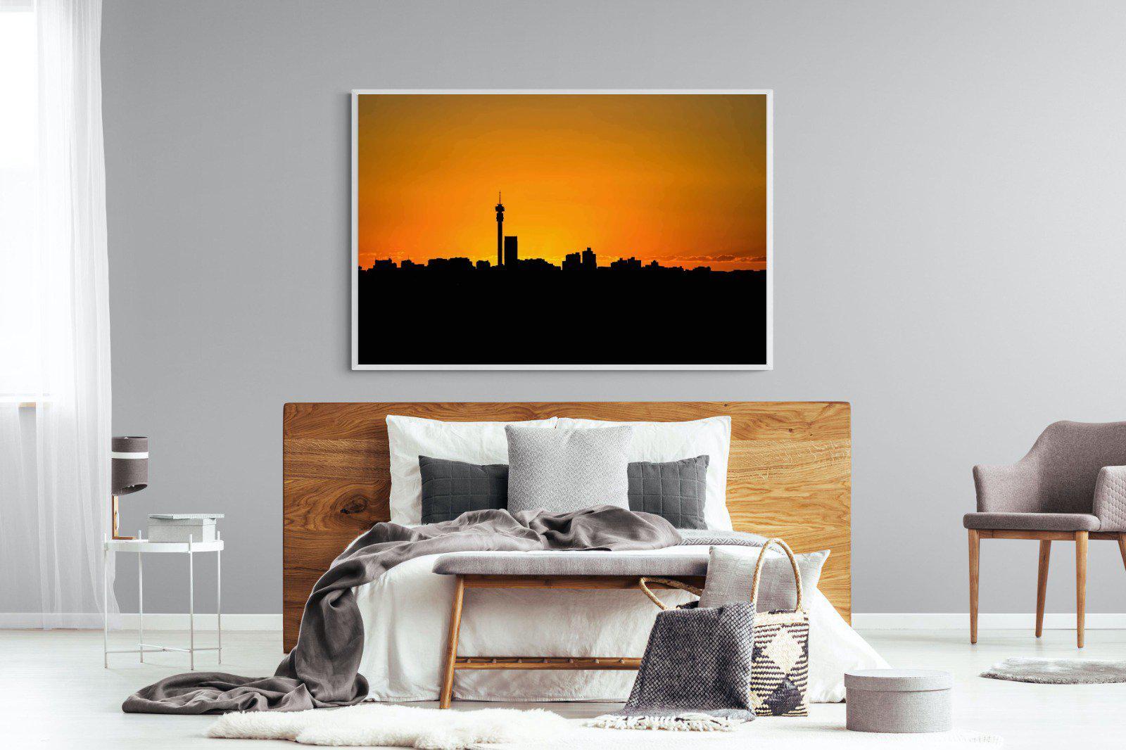 Johannesburg Silhouette-Wall_Art-150 x 100cm-Mounted Canvas-White-Pixalot