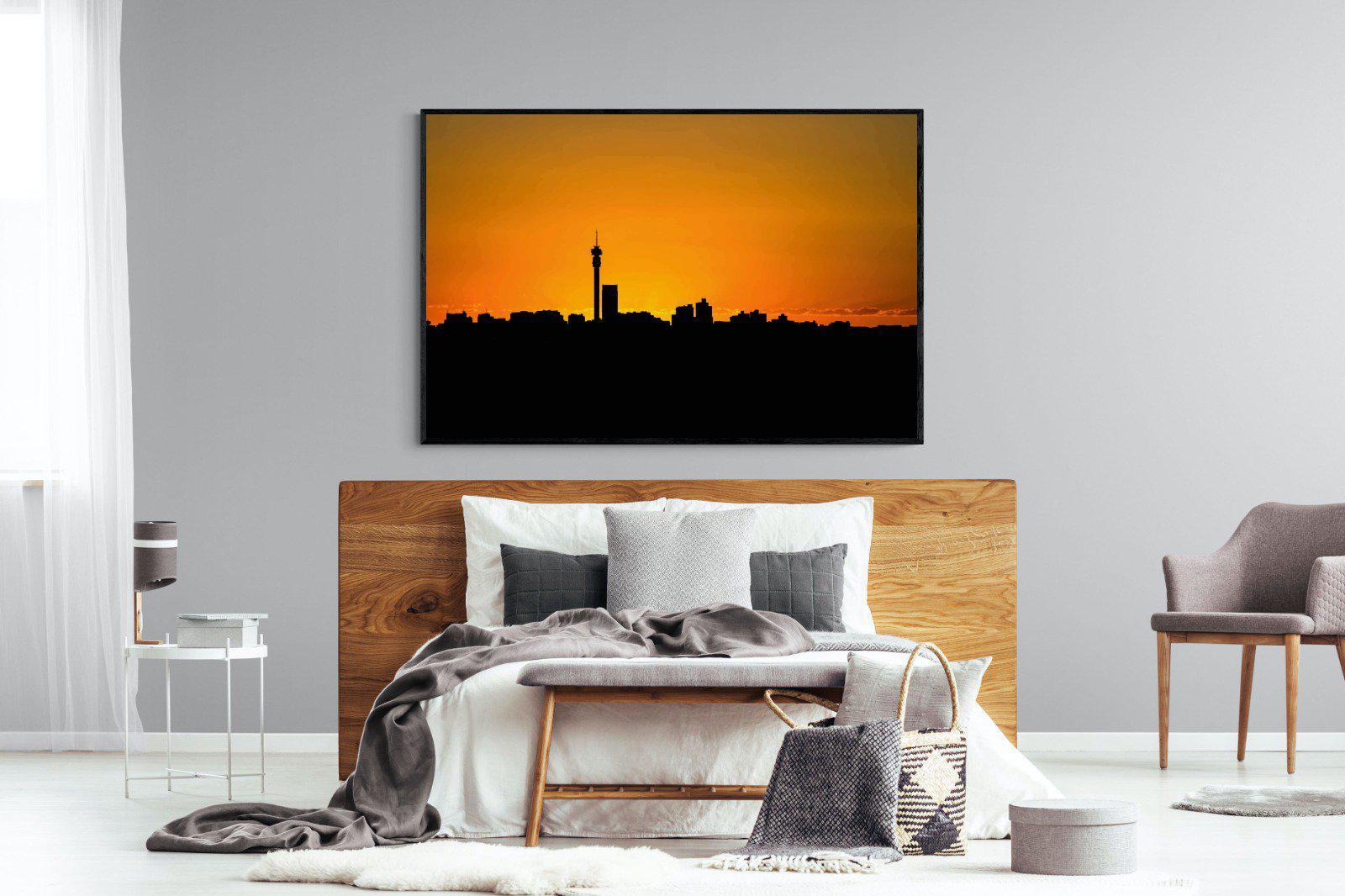 Johannesburg Silhouette-Wall_Art-150 x 100cm-Mounted Canvas-Black-Pixalot