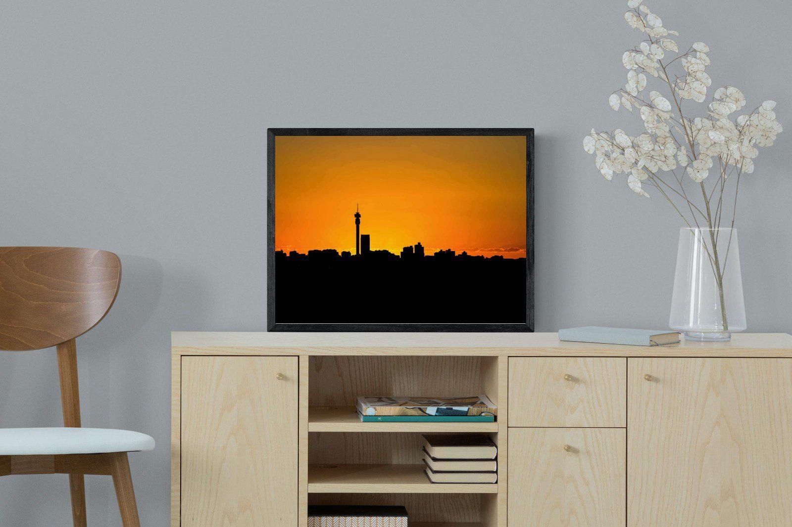 Johannesburg Silhouette-Wall_Art-60 x 45cm-Mounted Canvas-Black-Pixalot