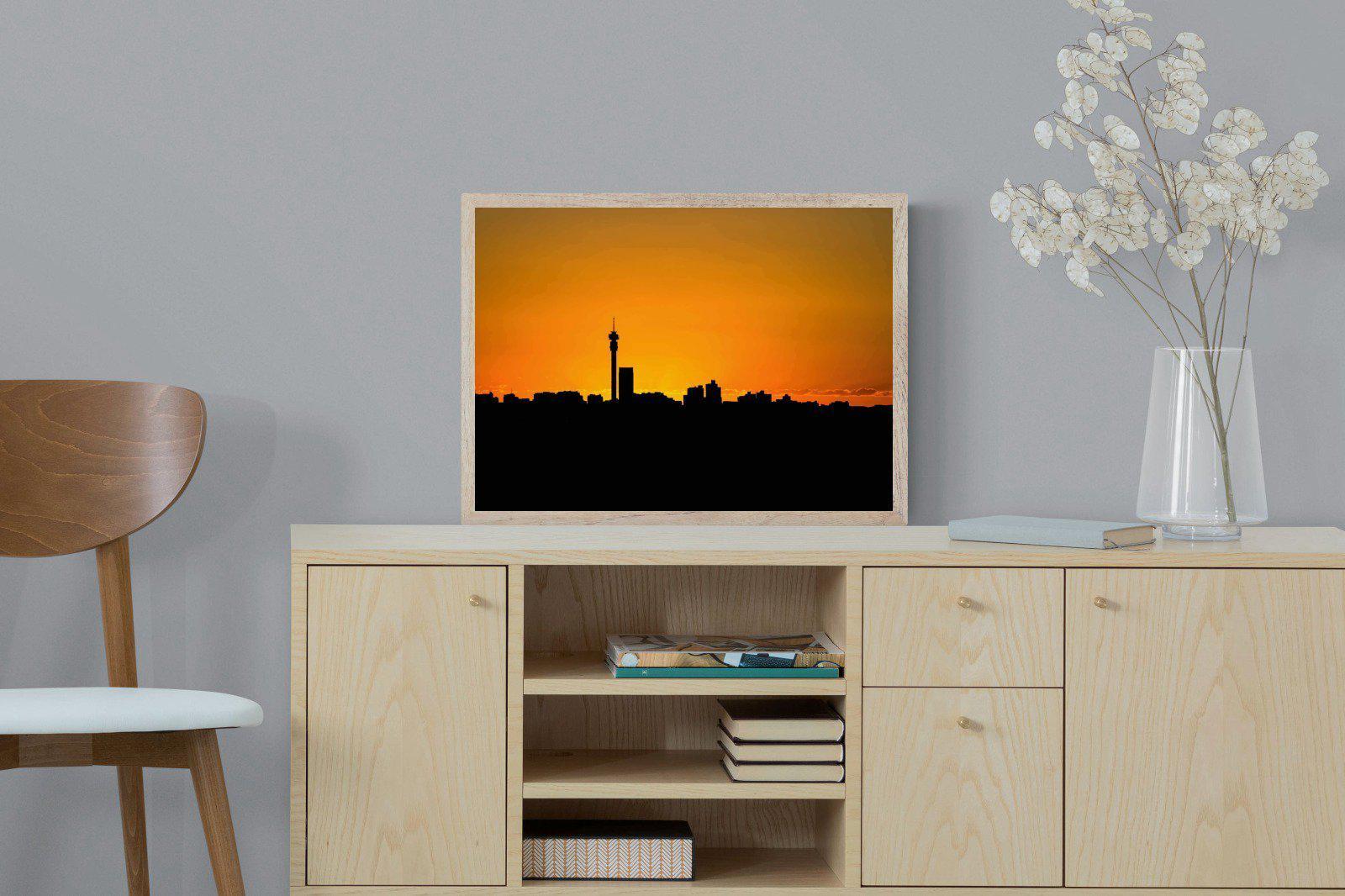 Johannesburg Silhouette-Wall_Art-60 x 45cm-Mounted Canvas-Wood-Pixalot