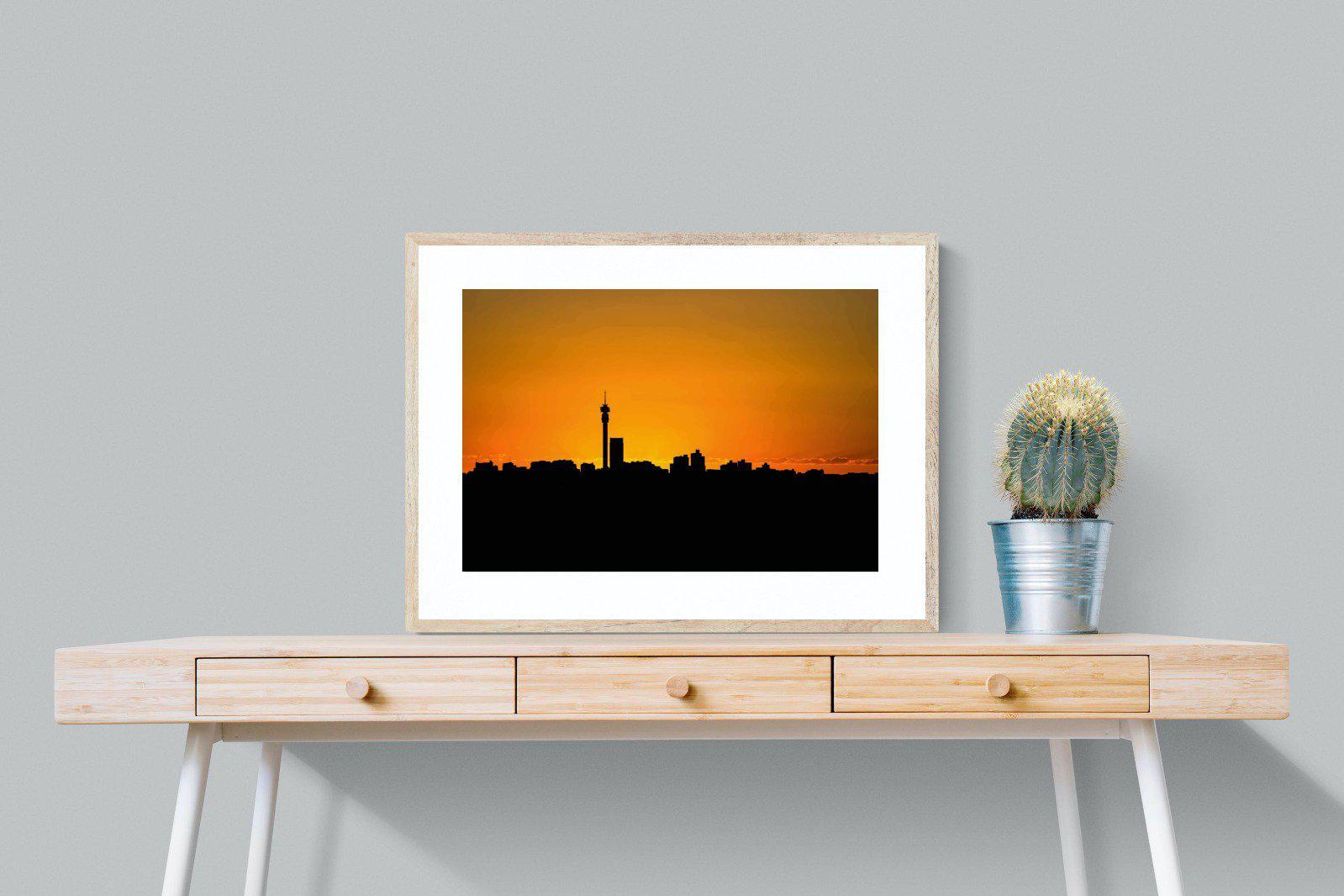 Johannesburg Silhouette-Wall_Art-80 x 60cm-Framed Print-Wood-Pixalot