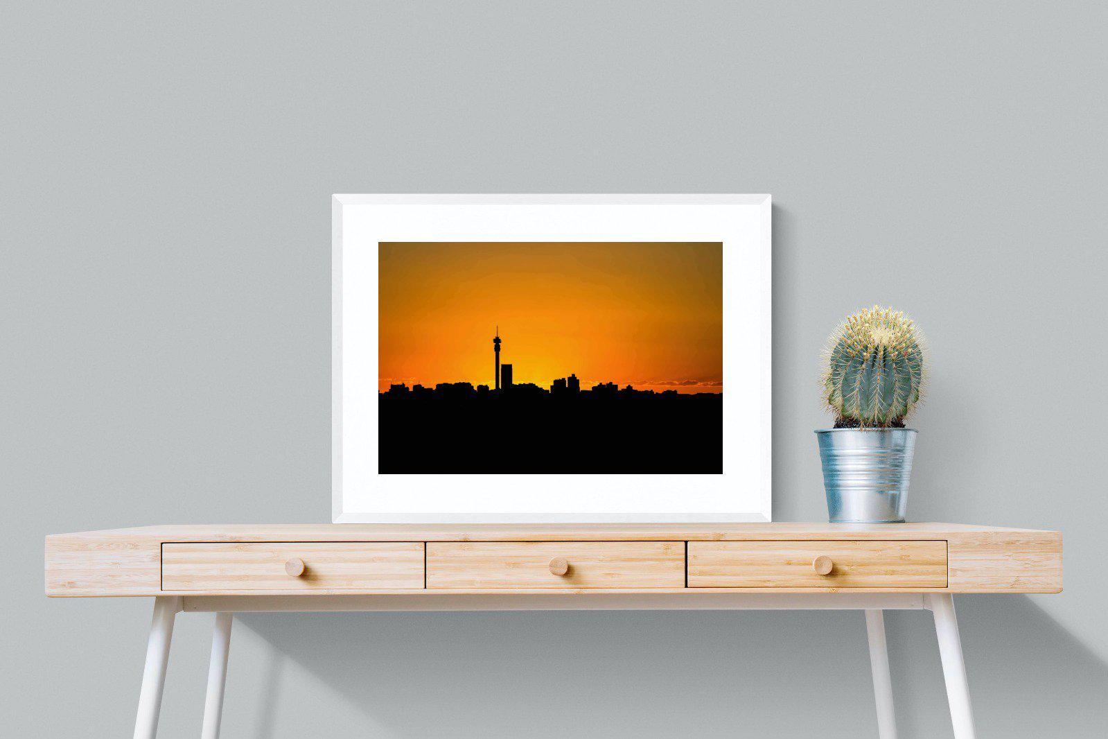 Johannesburg Silhouette-Wall_Art-80 x 60cm-Framed Print-White-Pixalot