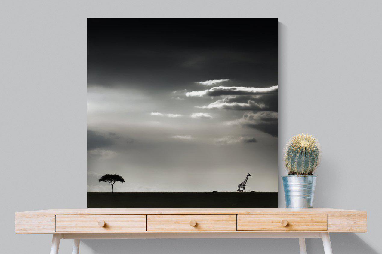 Kenyan Silhouette-Wall_Art-100 x 100cm-Mounted Canvas-No Frame-Pixalot