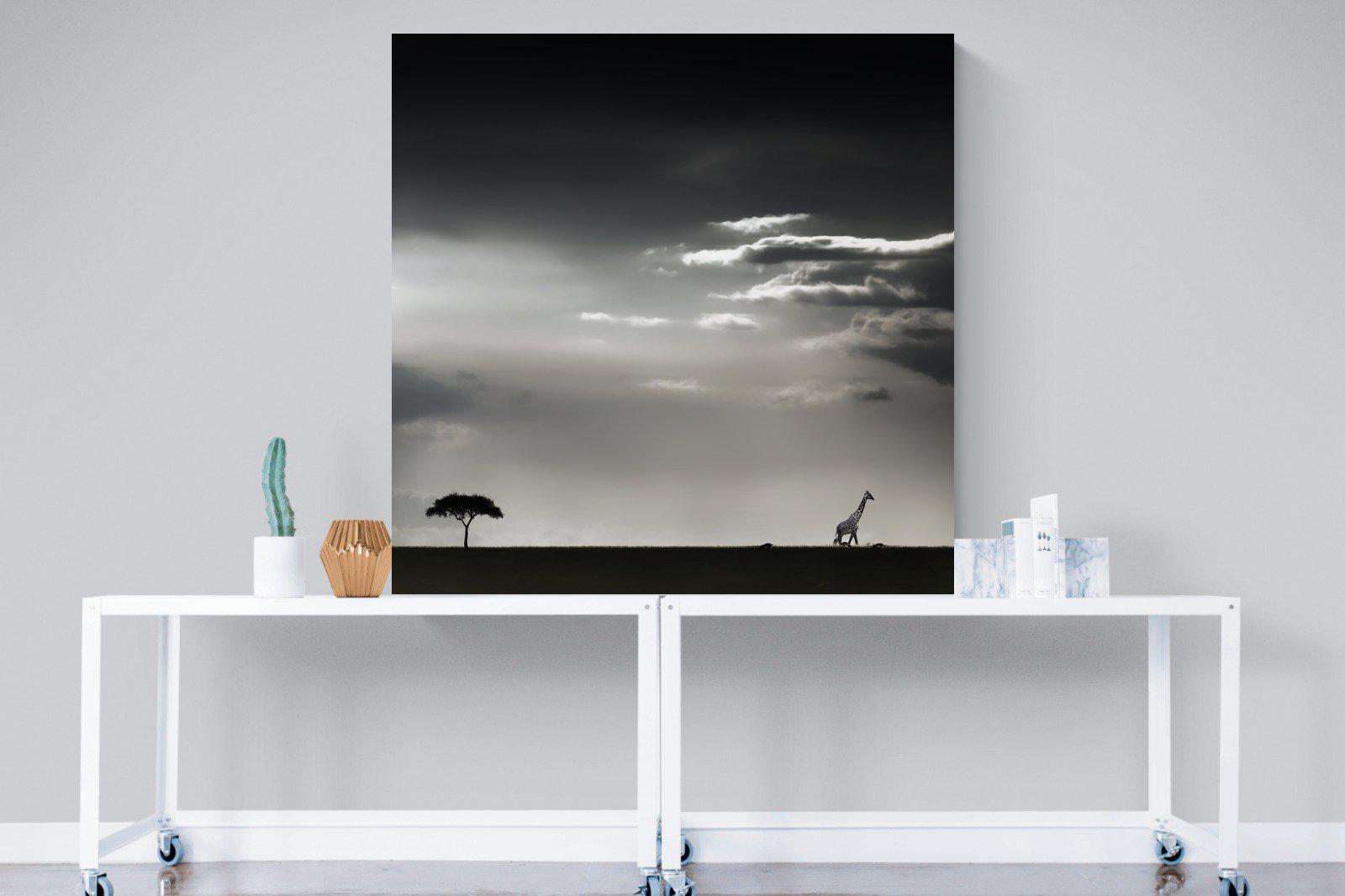 Kenyan Silhouette-Wall_Art-120 x 120cm-Mounted Canvas-No Frame-Pixalot