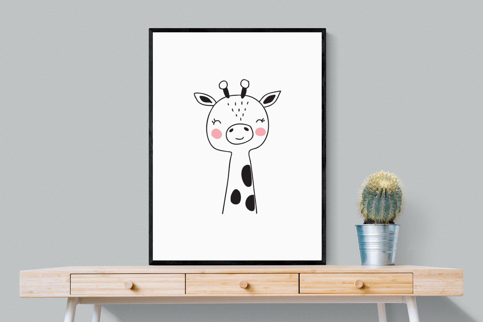 Kid's Giraffe-Wall_Art-75 x 100cm-Mounted Canvas-Black-Pixalot