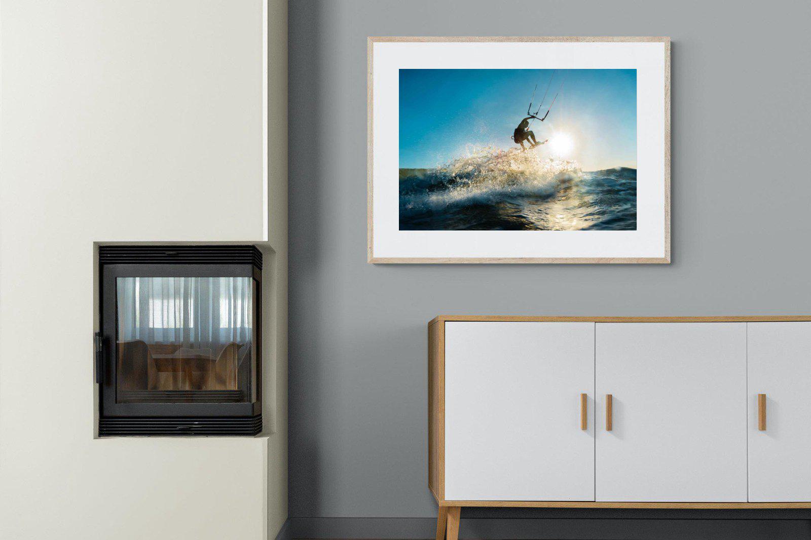 Kitesurfing-Wall_Art-100 x 75cm-Framed Print-Wood-Pixalot