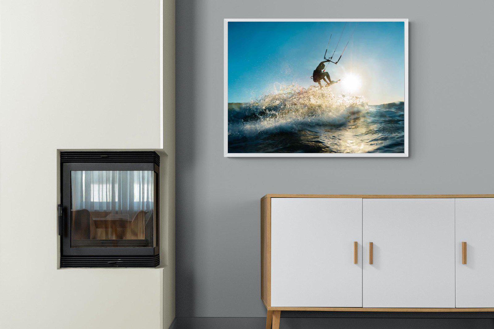 Kitesurfing-Wall_Art-100 x 75cm-Mounted Canvas-White-Pixalot