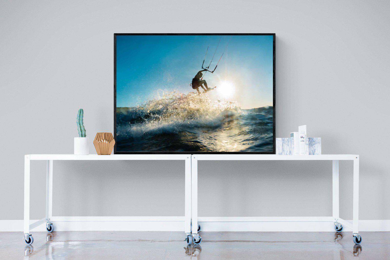 Kitesurfing-Wall_Art-120 x 90cm-Mounted Canvas-Black-Pixalot