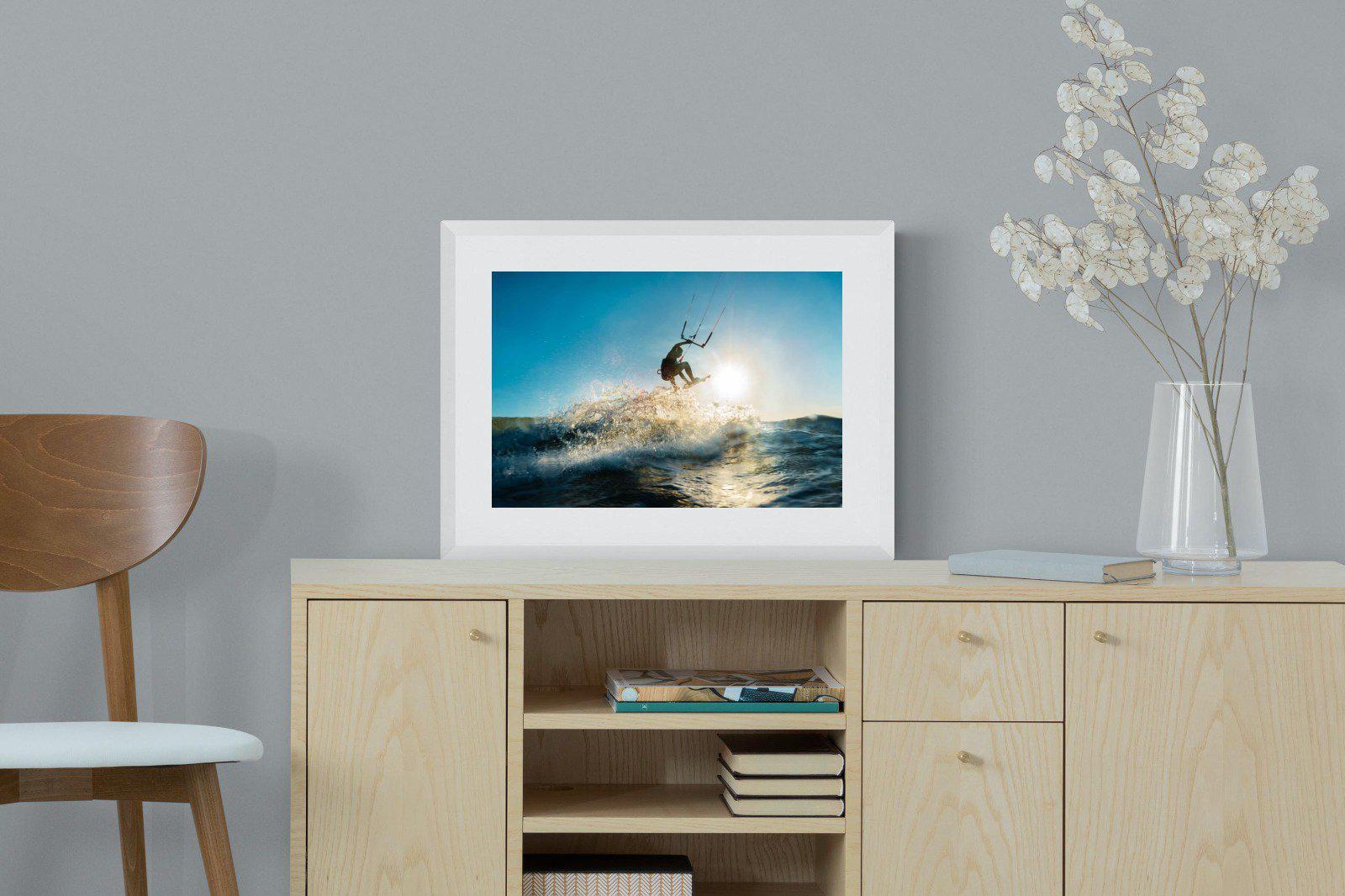 Kitesurfing-Wall_Art-60 x 45cm-Framed Print-White-Pixalot