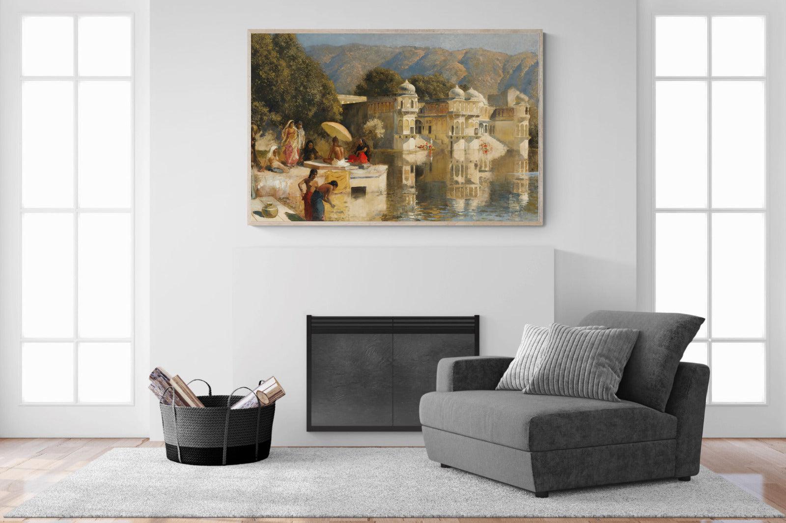 Lake at Oodeypore, India-Wall_Art-150 x 100cm-Mounted Canvas-Wood-Pixalot