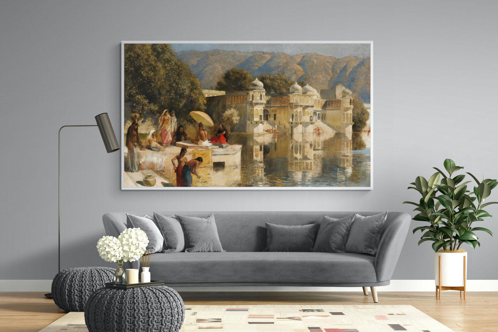 Lake at Oodeypore, India-Wall_Art-220 x 130cm-Mounted Canvas-White-Pixalot