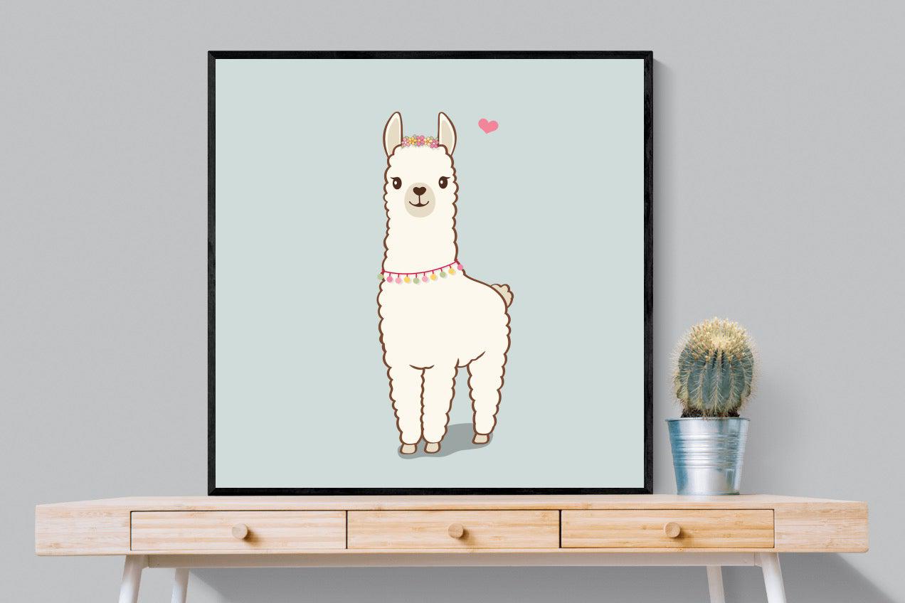 Lama-Wall_Art-100 x 100cm-Mounted Canvas-Black-Pixalot