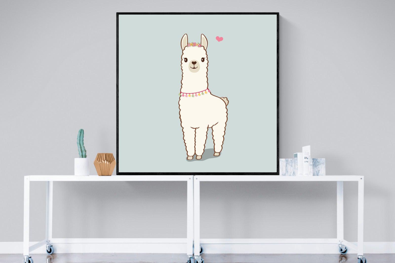 Lama-Wall_Art-120 x 120cm-Mounted Canvas-Black-Pixalot