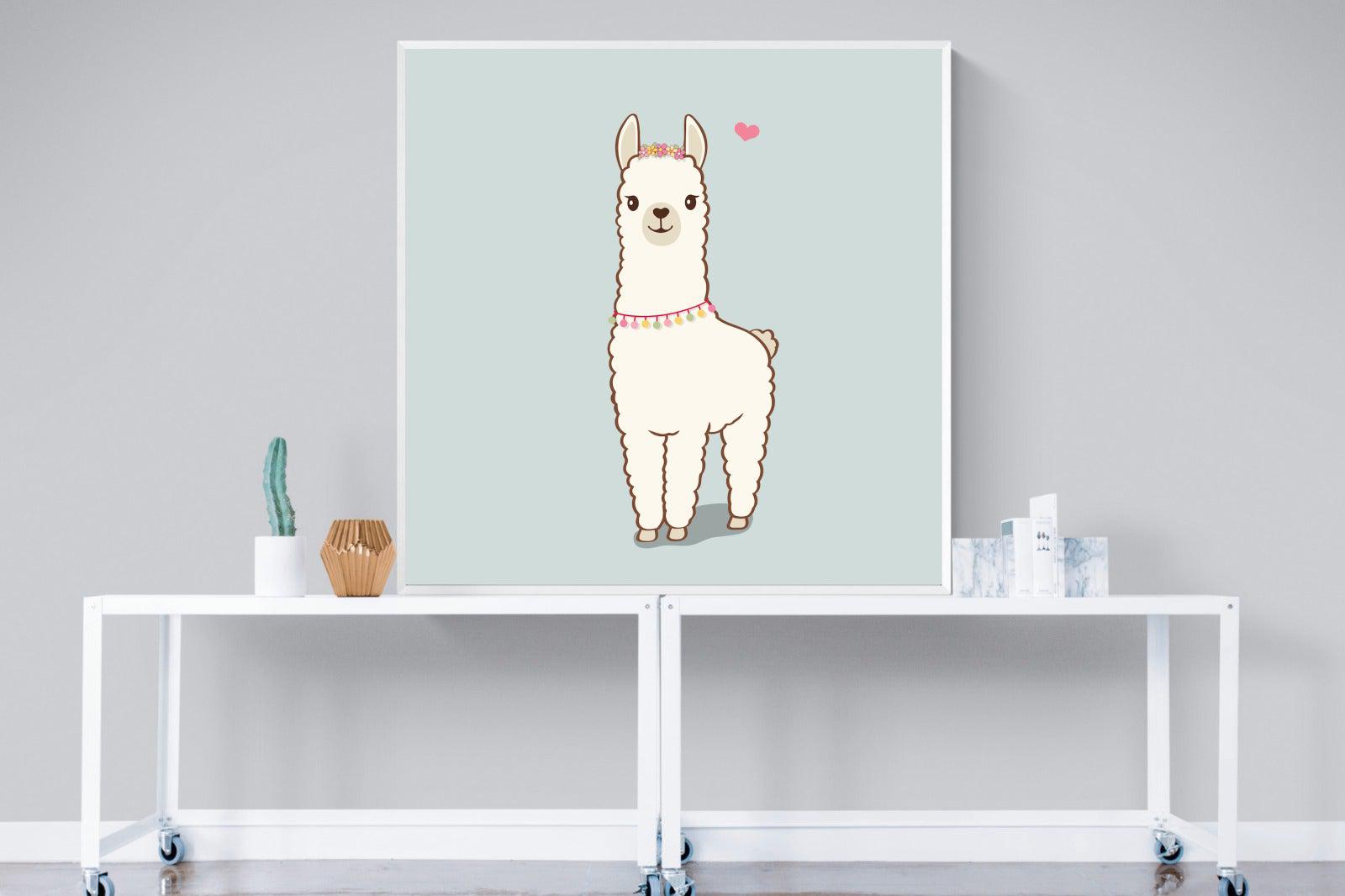 Lama-Wall_Art-120 x 120cm-Mounted Canvas-White-Pixalot