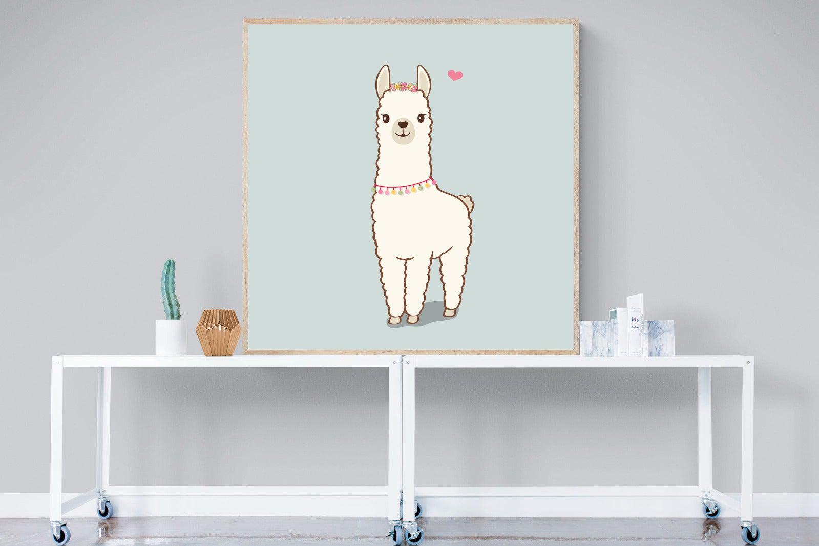 Lama-Wall_Art-120 x 120cm-Mounted Canvas-Wood-Pixalot