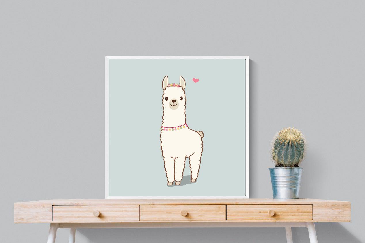 Lama-Wall_Art-80 x 80cm-Mounted Canvas-White-Pixalot