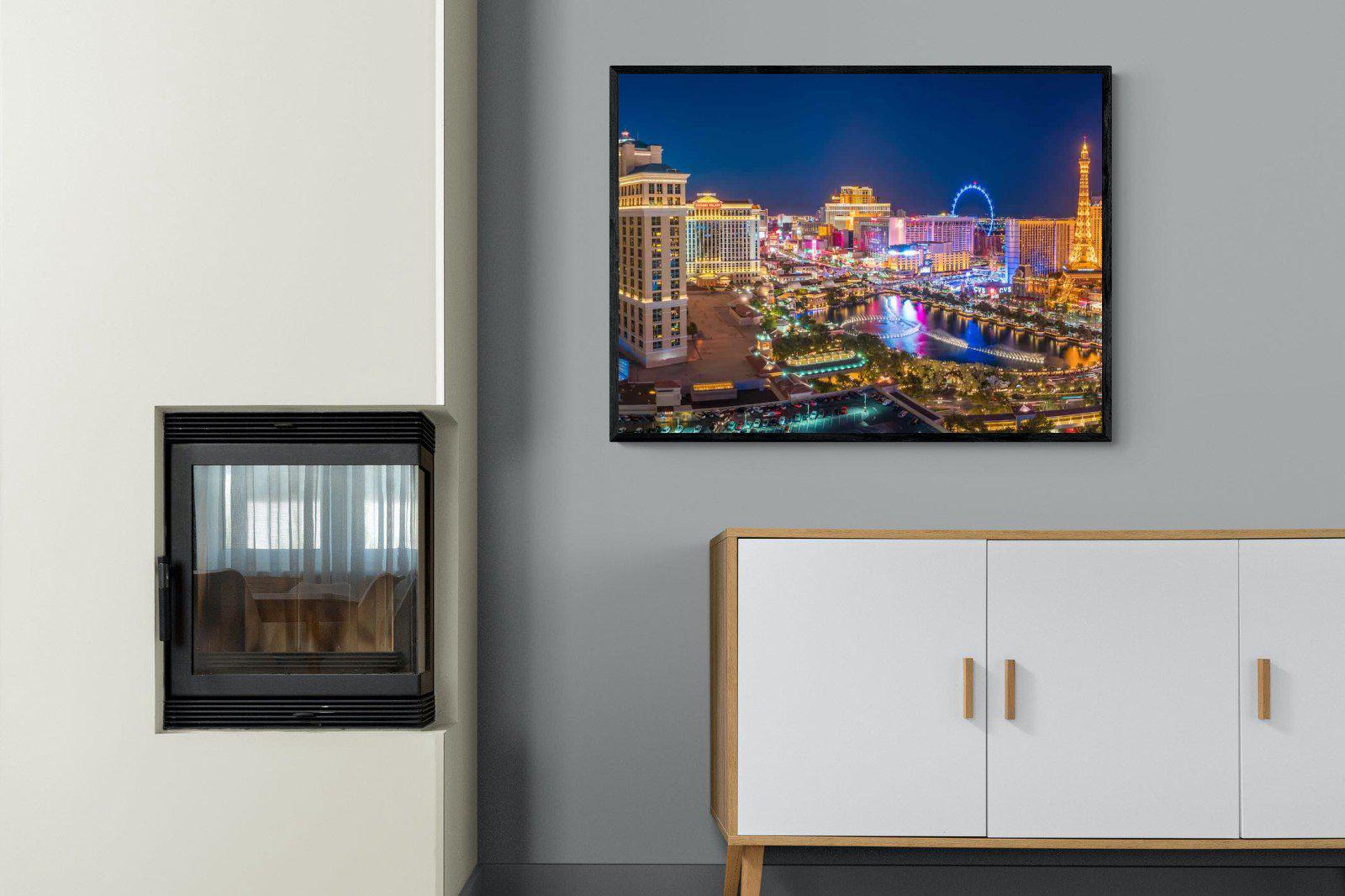 Las Vegas-Wall_Art-100 x 75cm-Mounted Canvas-Black-Pixalot