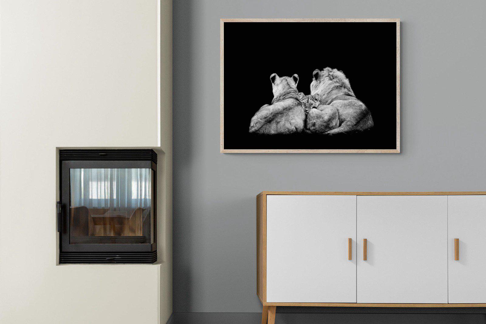 Lion Family-Wall_Art-100 x 75cm-Mounted Canvas-Wood-Pixalot