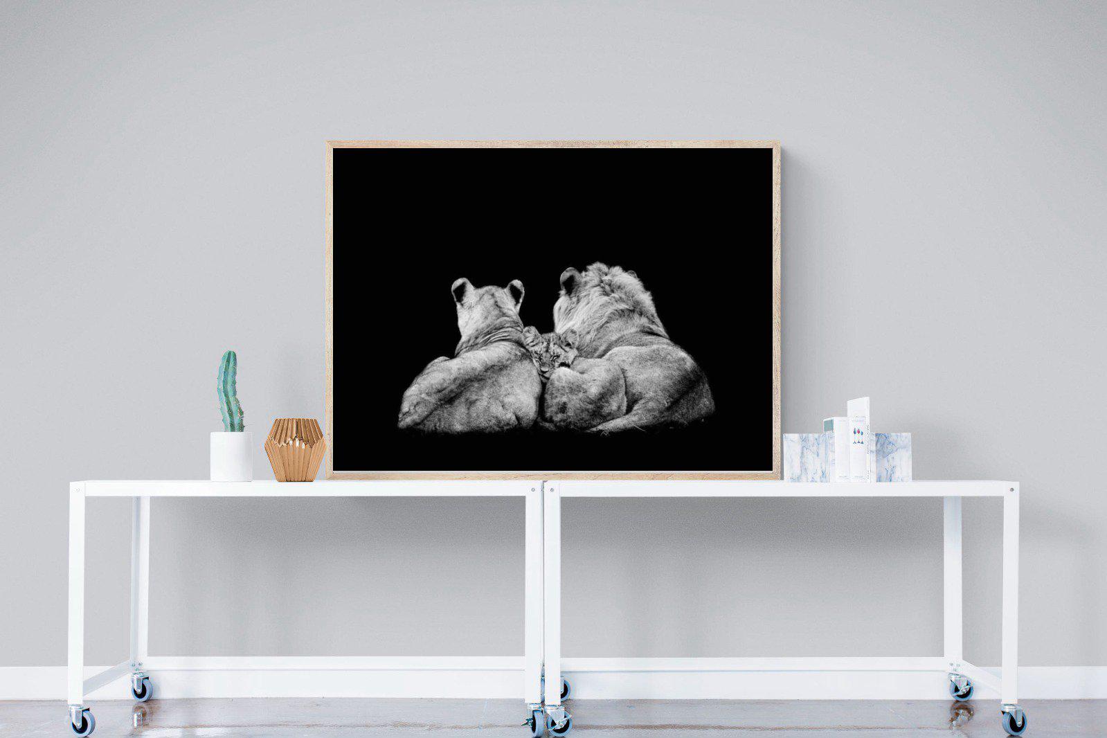 Lion Family-Wall_Art-120 x 90cm-Mounted Canvas-Wood-Pixalot