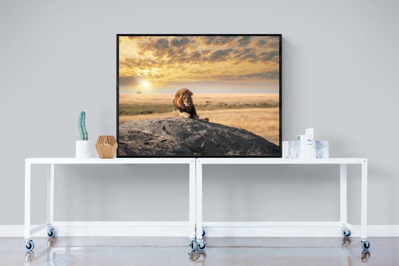 Lion Rock-Wall_Art-120 x 90cm-Mounted Canvas-Black-Pixalot