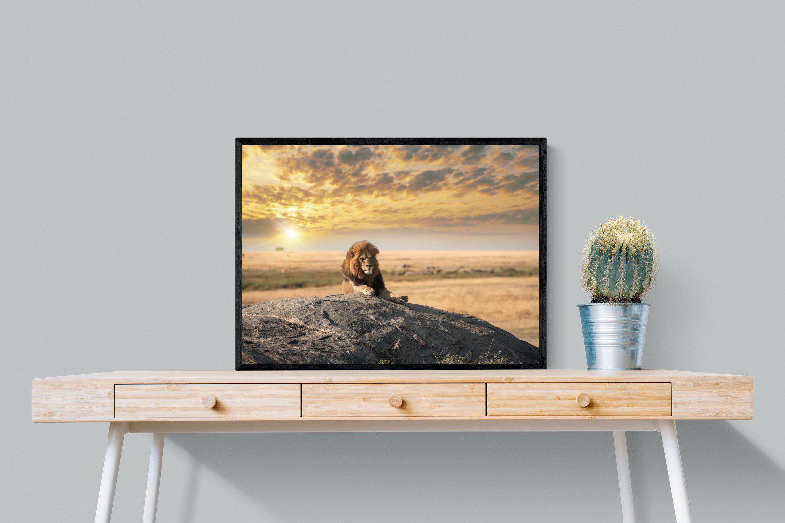 Lion Rock-Wall_Art-80 x 60cm-Mounted Canvas-Black-Pixalot