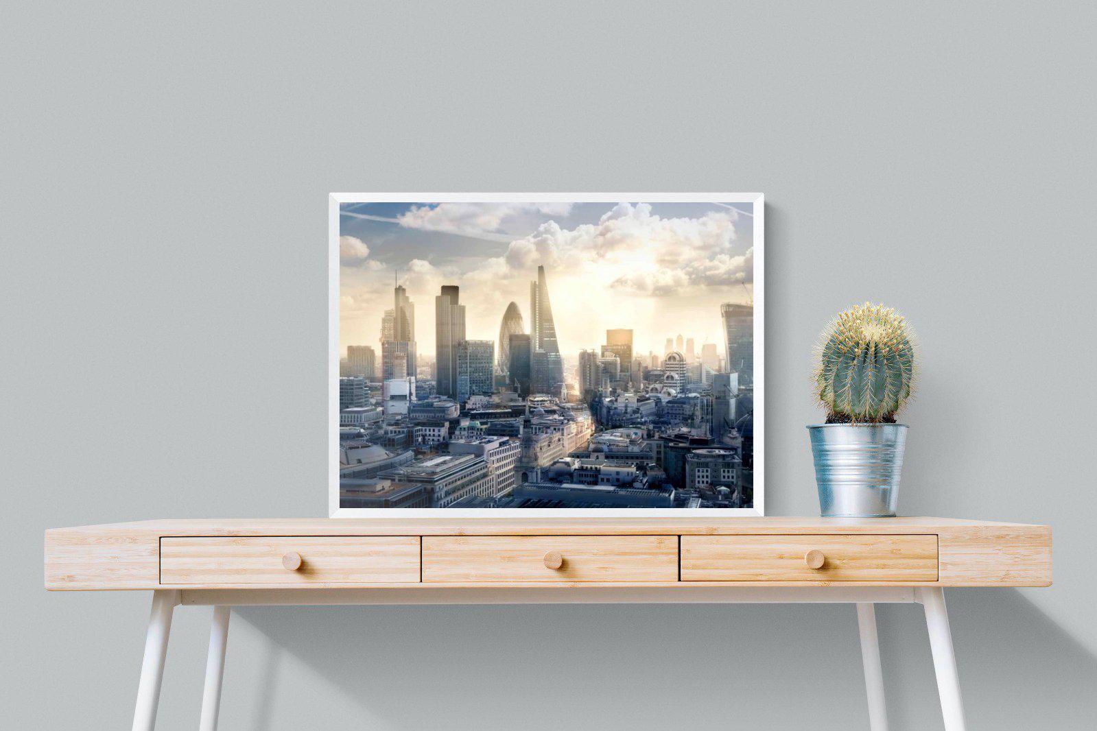 London Dawn-Wall_Art-80 x 60cm-Mounted Canvas-White-Pixalot