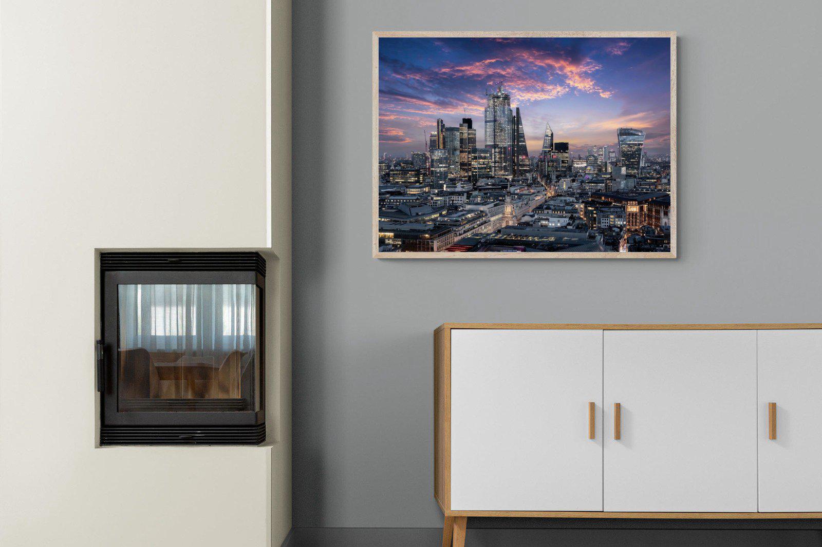 London Dusk-Wall_Art-100 x 75cm-Mounted Canvas-Wood-Pixalot