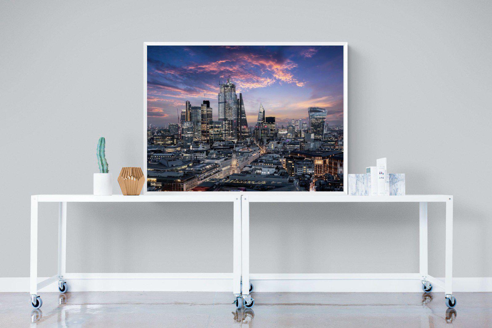 London Dusk-Wall_Art-120 x 90cm-Mounted Canvas-White-Pixalot