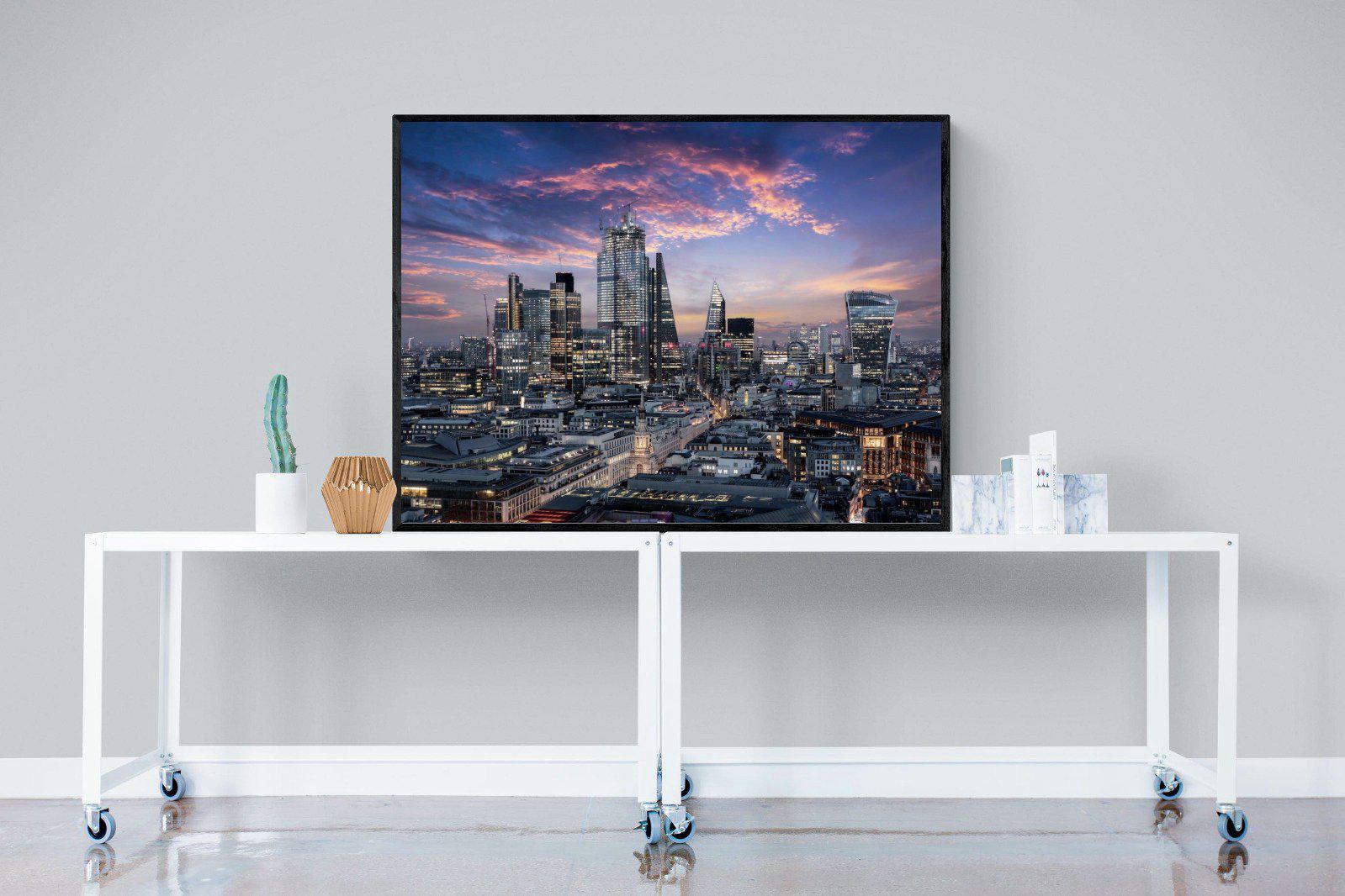 London Dusk-Wall_Art-120 x 90cm-Mounted Canvas-Black-Pixalot