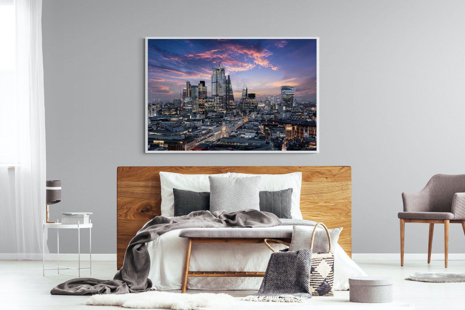 London Dusk-Wall_Art-150 x 100cm-Mounted Canvas-White-Pixalot