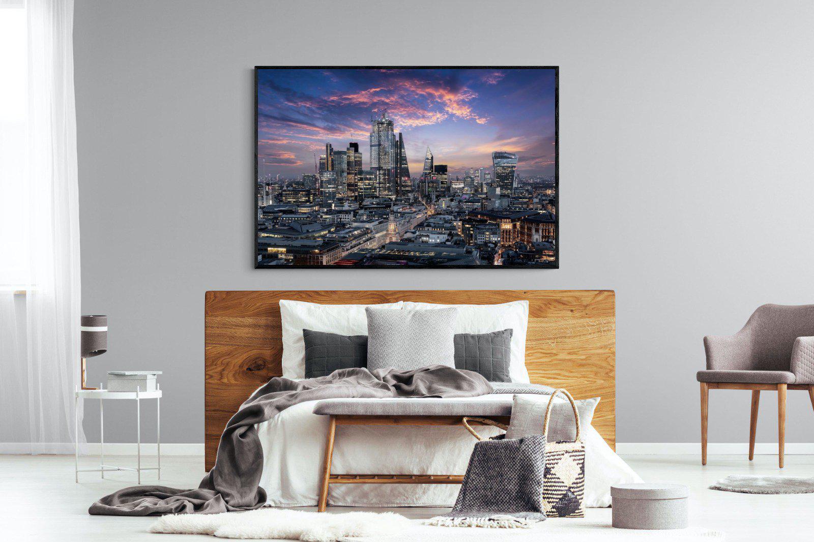 London Dusk-Wall_Art-150 x 100cm-Mounted Canvas-Black-Pixalot