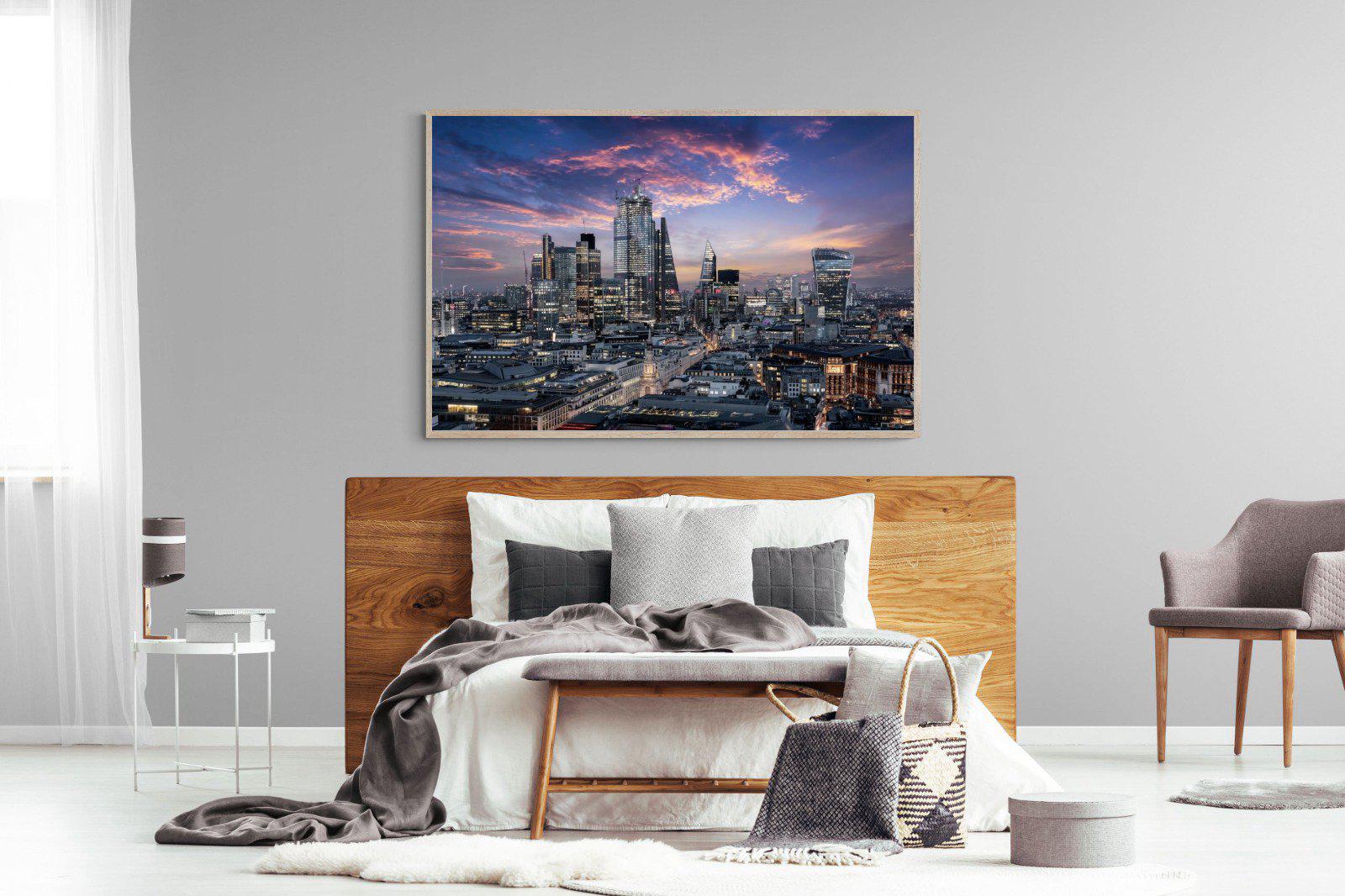 London Dusk-Wall_Art-150 x 100cm-Mounted Canvas-Wood-Pixalot