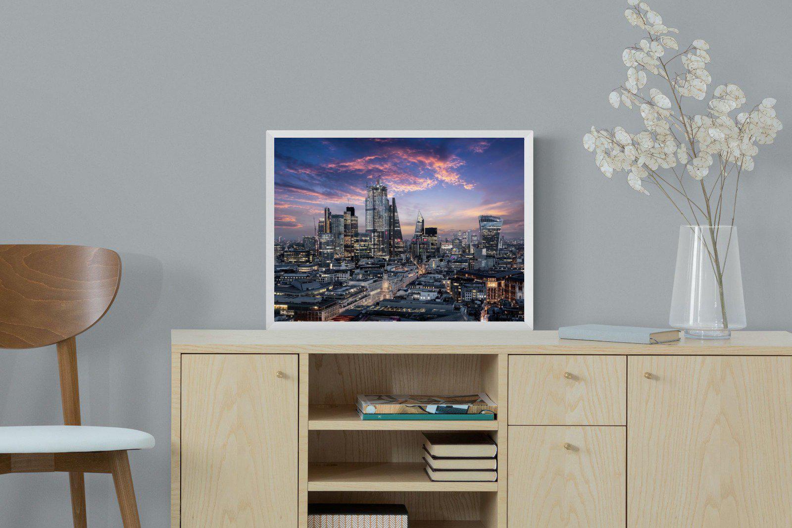 London Dusk-Wall_Art-60 x 45cm-Mounted Canvas-White-Pixalot