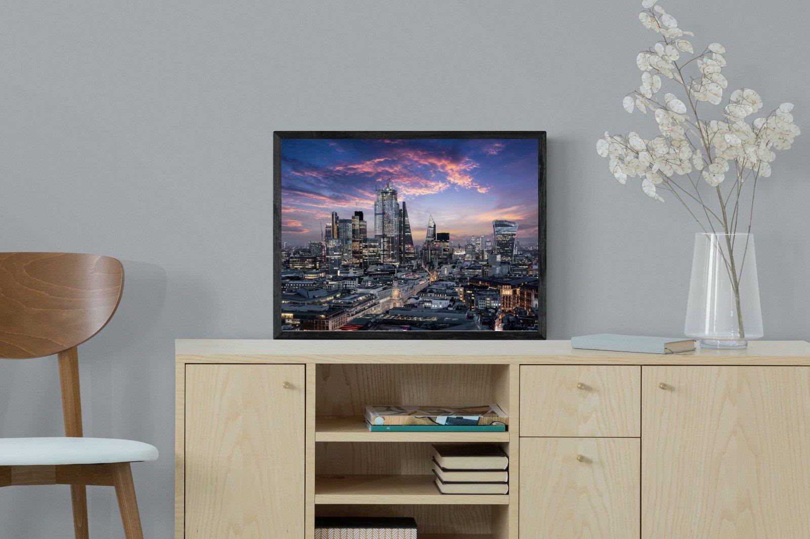 London Dusk-Wall_Art-60 x 45cm-Mounted Canvas-Black-Pixalot