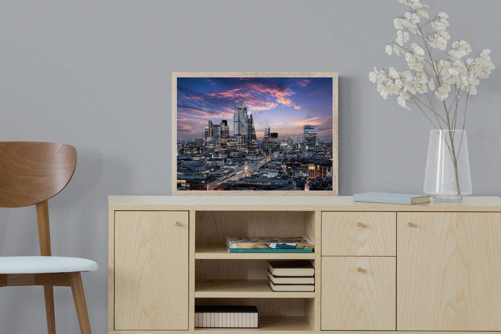 London Dusk-Wall_Art-60 x 45cm-Mounted Canvas-Wood-Pixalot