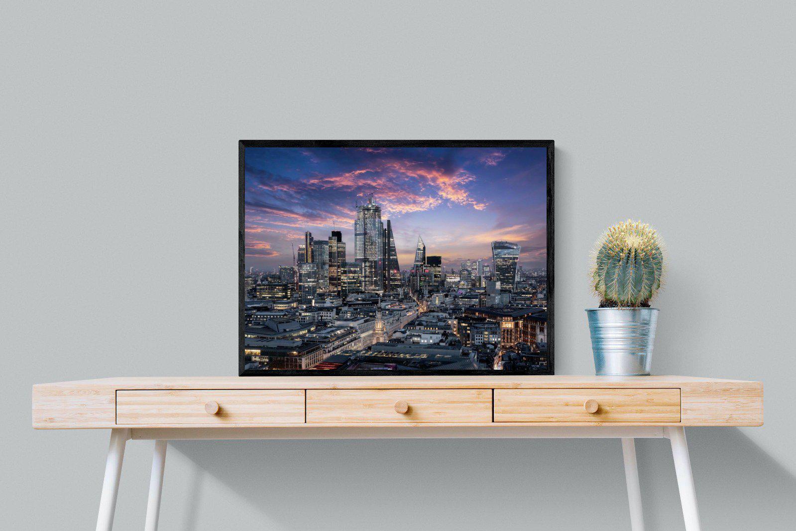 London Dusk-Wall_Art-80 x 60cm-Mounted Canvas-Black-Pixalot