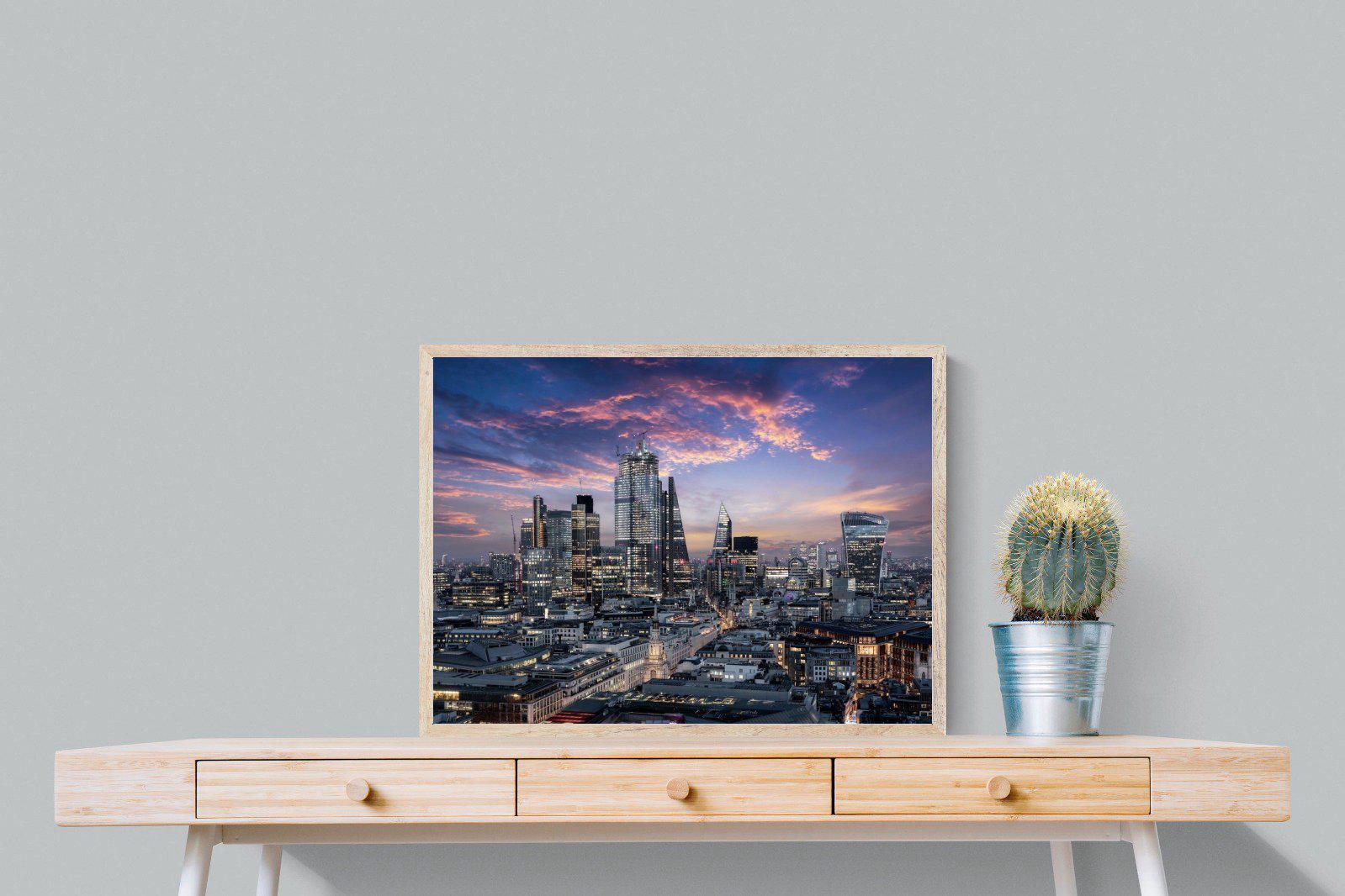 London Dusk-Wall_Art-80 x 60cm-Mounted Canvas-Wood-Pixalot