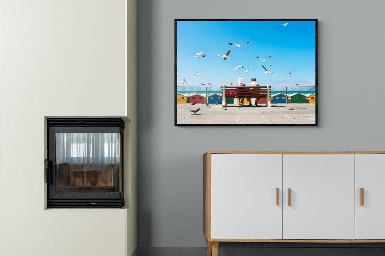 Lunch At The Beach-Wall_Art-100 x 75cm-Mounted Canvas-Black-Pixalot