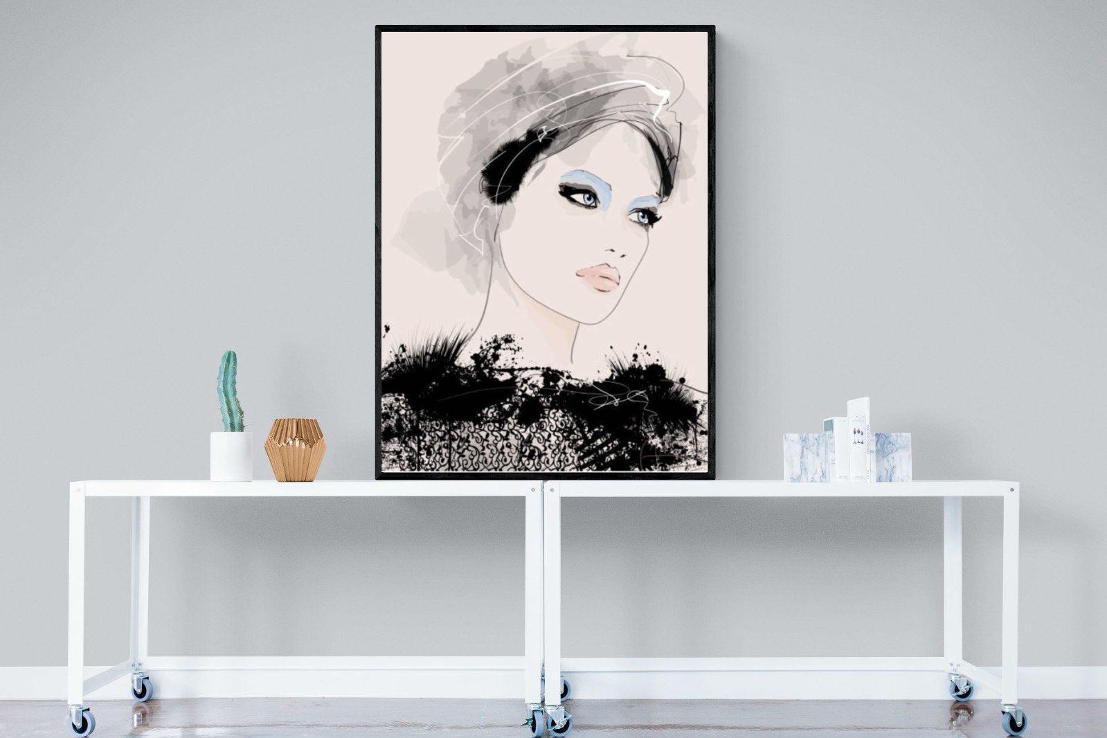 Mademoiselle-Wall_Art-90 x 120cm-Mounted Canvas-Black-Pixalot