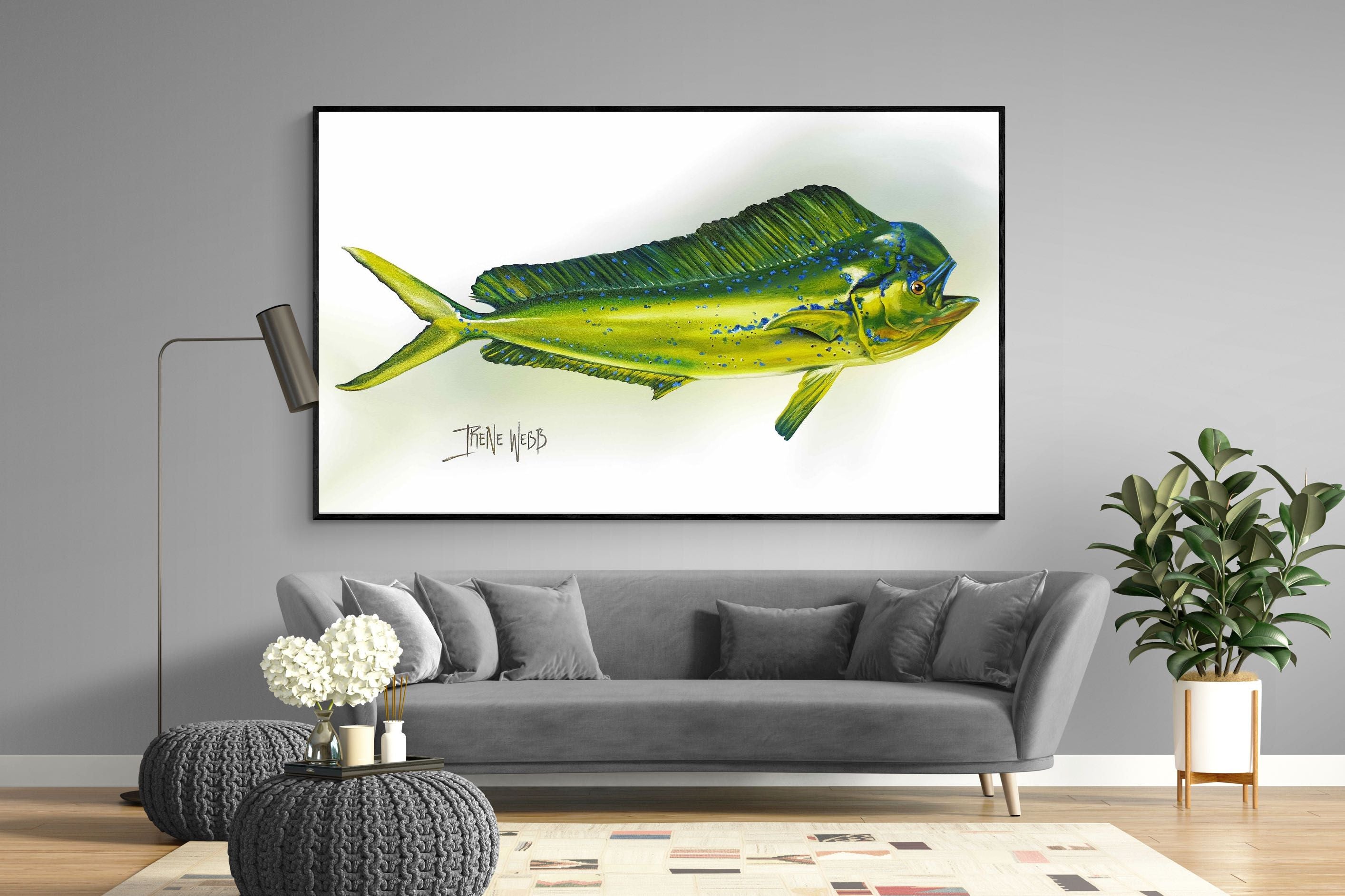 Mahi Mahi-Wall_Art-220 x 130cm-Mounted Canvas-Black-Pixalot