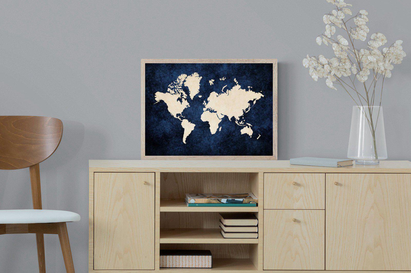 Map of the World-Wall_Art-60 x 45cm-Mounted Canvas-Wood-Pixalot