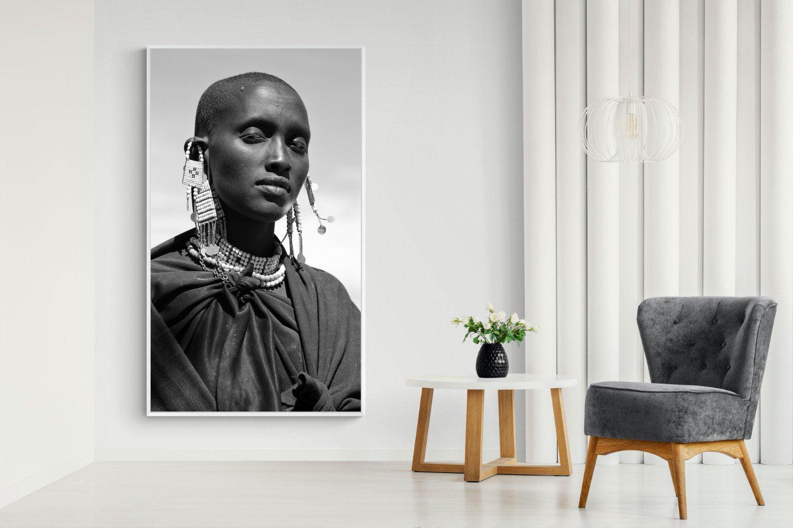 Masai Girl-Wall_Art-130 x 220cm-Mounted Canvas-White-Pixalot