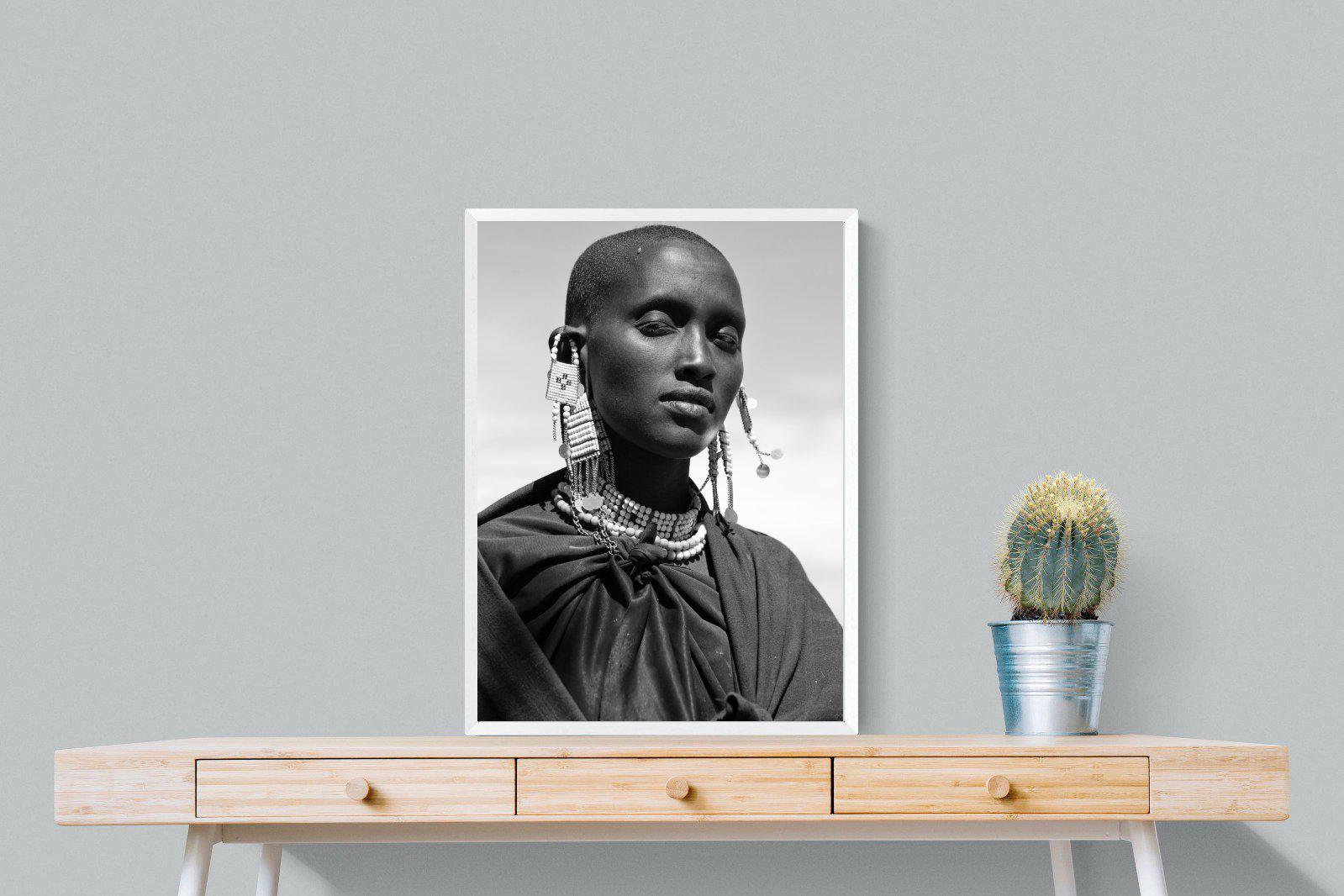 Masai Girl-Wall_Art-60 x 80cm-Mounted Canvas-White-Pixalot