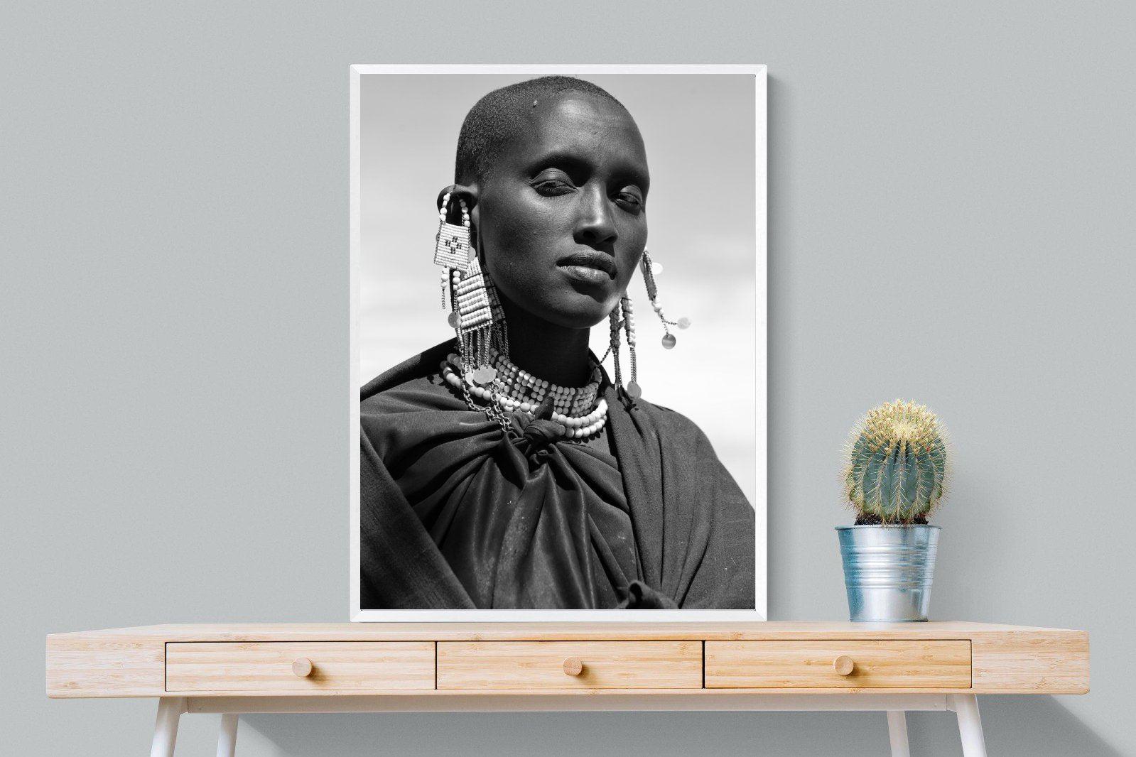 Masai Girl-Wall_Art-75 x 100cm-Mounted Canvas-White-Pixalot