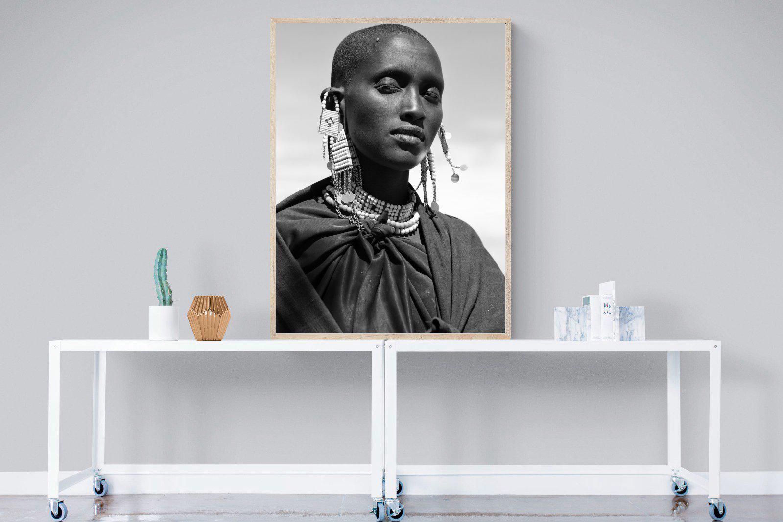 Masai Girl-Wall_Art-90 x 120cm-Mounted Canvas-Wood-Pixalot