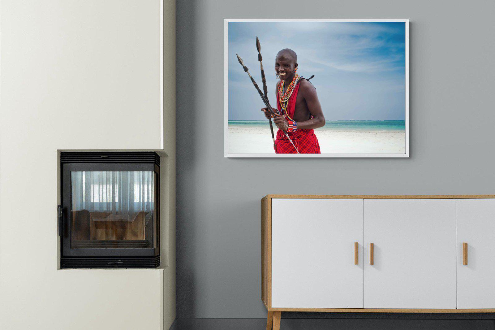 Masai Smile-Wall_Art-100 x 75cm-Mounted Canvas-White-Pixalot