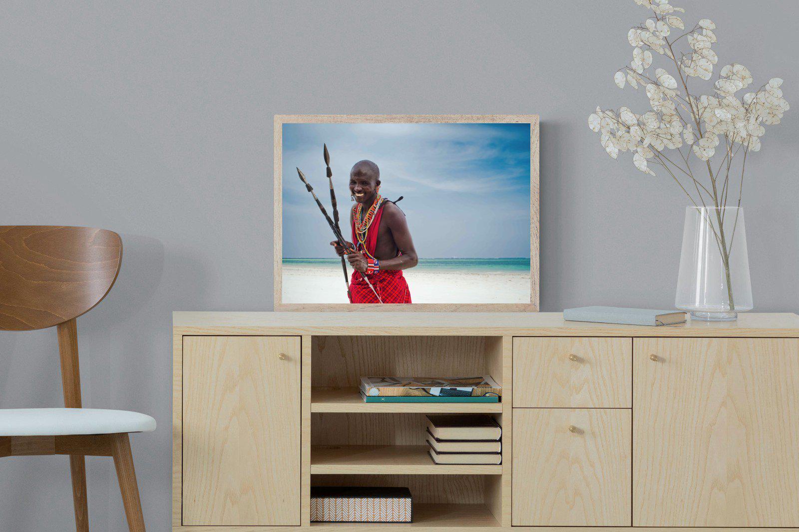 Masai Smile-Wall_Art-60 x 45cm-Mounted Canvas-Wood-Pixalot